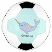 Rainbow Narwhal Nom Soccer Ball (Devant)