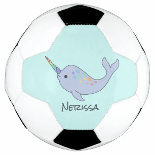 Rainbow Narwhal Nom Soccer Ball
