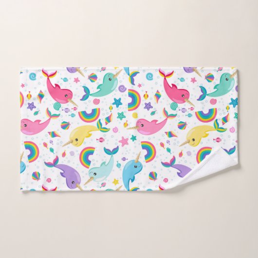 Rainbow Narwhal onder het Zee Meisjes gepersonalis Bad Handdoek (Handdoek)