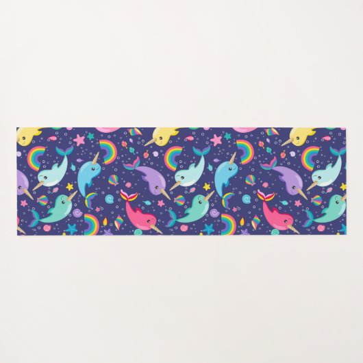 Rainbow Narwhal onder het Zee Meisjes gepersonalis Yogamat (Achterkant (horizontaal))