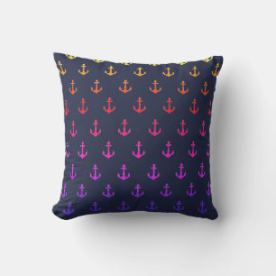 Rainbow Nautical Anchors Pattern Kussen