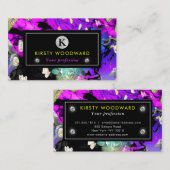 Rainbow Neon Abstracte Glitter Visitekaartje (Voorkant / Achterkant)