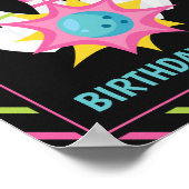 Rainbow Neon Bowling Anniversaire Affiche de bienv (Coin)