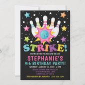 Rainbow Neon Bowling Birthday Kaart (Voorkant)