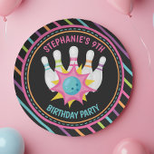 Rainbow Neon Bowling Birthday Papieren Bordje