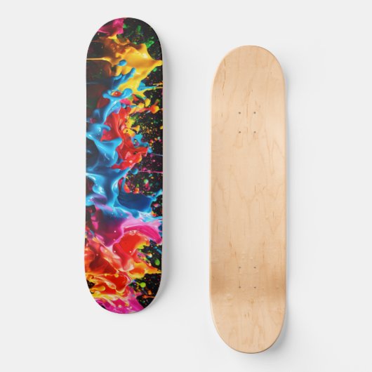 Rainbow Neon Paint Splash Skateboard Design (Recto)