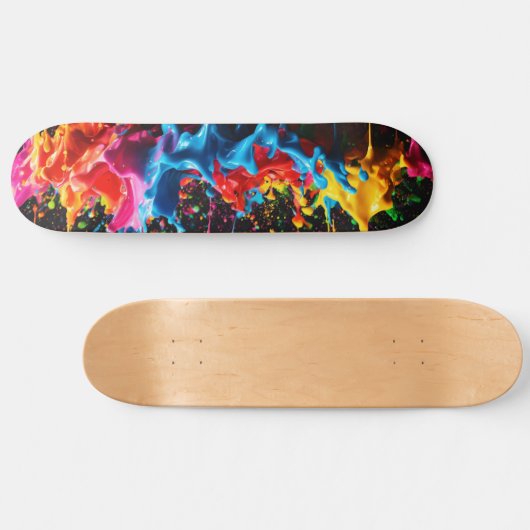 Rainbow Neon Paint Splash Skateboard Design (Horz)