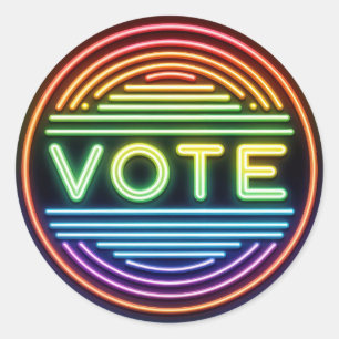 Rainbow Neon-stembord Ronde Sticker