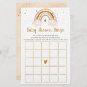 Rainbow Neutral Gold Pastel Baby shower Bingo Game (Voorkant / Achterkant)