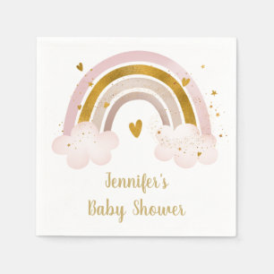 Rainbow Neutral Gold Pastel Baby shower Servet