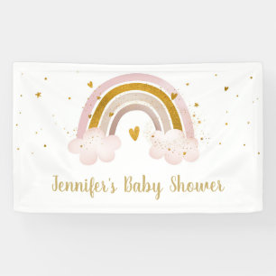 Rainbow Neutral Gold Pastel Baby shower Spandoek