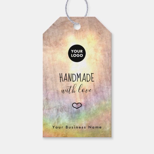 Rainbow Neutrale Business Logo Handmade Custom Cadeaulabel (Voorkant)