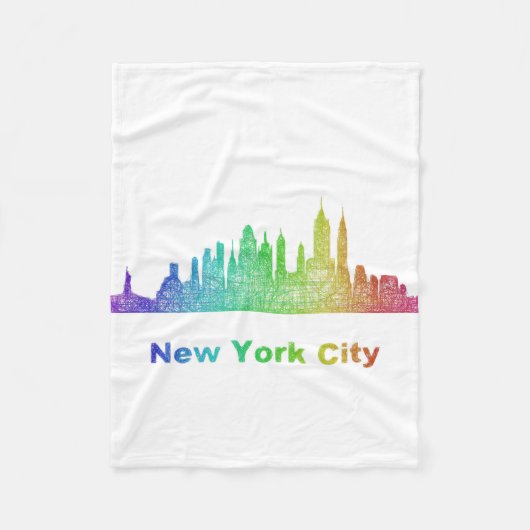 Rainbow New York City skyline Fleece Deken (Voorkant)