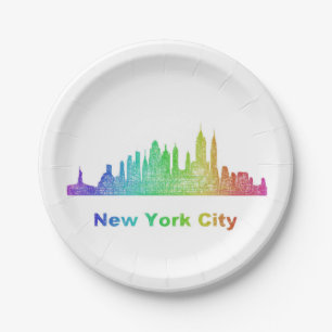 Rainbow New York City skyline Papieren Bordje