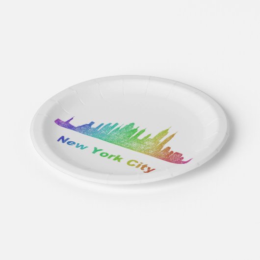 Rainbow New York City skyline Papieren Bordje (Gekanteld)