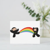 Rainbow Ninja Kick Briefkaart (Staand voorkant)