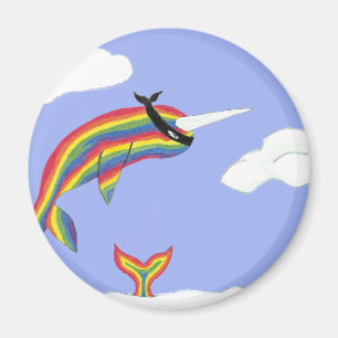 Rainbow Ninja Narwhal die vliegt Magneet