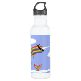 Rainbow Ninja Narwhal die vliegt met fles