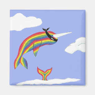 Rainbow Ninja Narwhal Magnet Magneet