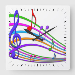 Rainbow Notes Music Wall klok
