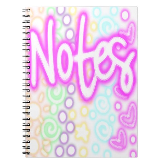 Rainbow “Notes” Notebook – Neon Pastel Aesthetic Notitieboek (Voorkant)