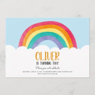 Rainbow Nuages Blue Boy Amusement Invitation d'ann