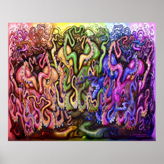 Rainbow Octopi Tentacles Poster (Voorkant)