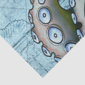 Rainbow Octopus  Map Compass Nautical Tissuepapier (Detail)