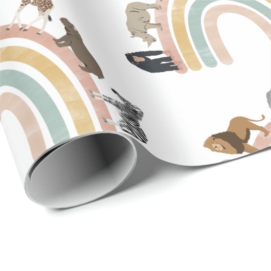 Rainbow Oerwoud Animals Pattern Cadeaupapier (Rol Hoek)