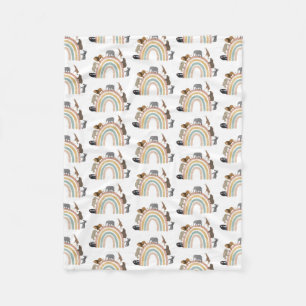 Rainbow Oerwoud Animals Pattern Fleece Deken
