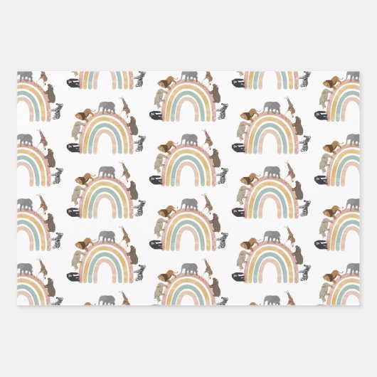 Rainbow Oerwoud Animals Pattern Inpakpapier Vel (Voorkant)