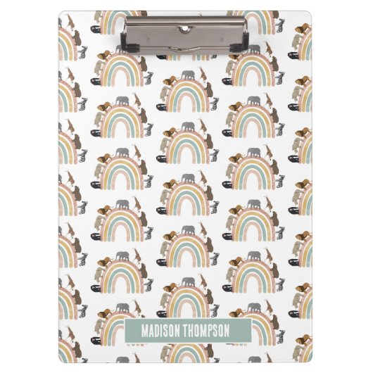 Rainbow Oerwoud Animals Pattern Klembord (Voorkant)