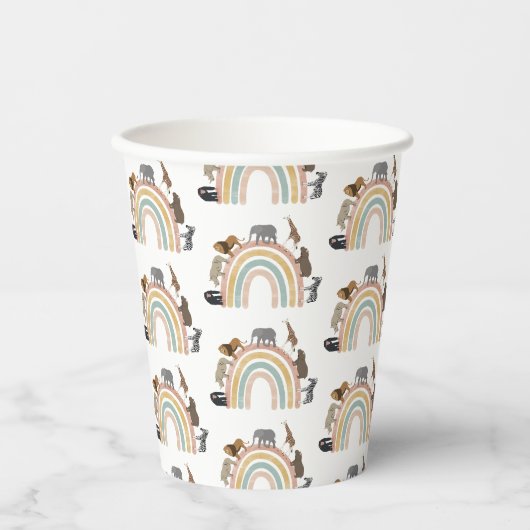 Rainbow Oerwoud Animals Pattern Papieren Bekers (Voorkant)