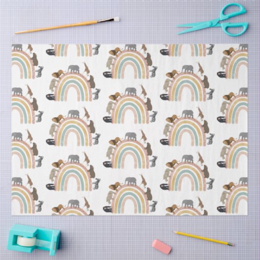Rainbow Oerwoud Animals Pattern Tissuepapier (Craft)