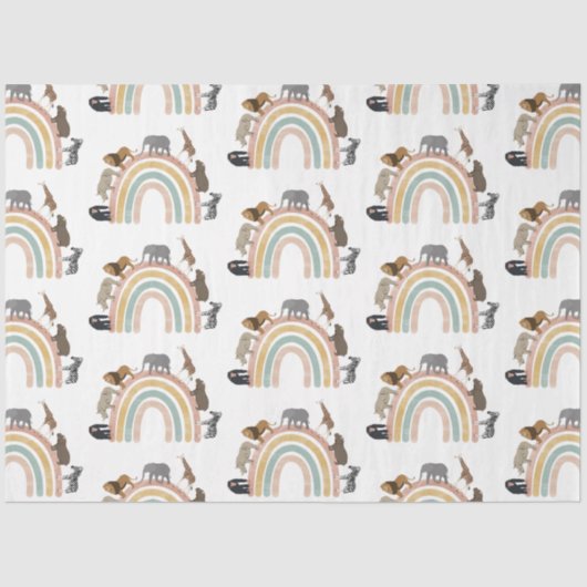 Rainbow Oerwoud Animals Pattern Tissuepapier (Voorkant)