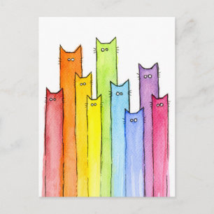 Rainbow of Cats Funny Briefkaart Kaart