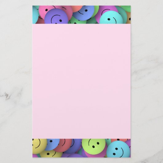 Rainbow of Colorful Happy Faces Briefpapier (Voorkant)