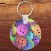 Rainbow of Colorful Happy Faces Sleutelhanger (Voorkant)