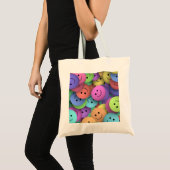 Rainbow of Colorful Happy Faces Tote Bag (Voorkant (product))