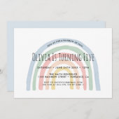 Rainbow Of Fun Rainbow 5th Birthday Invitation (Devant / Derrière)