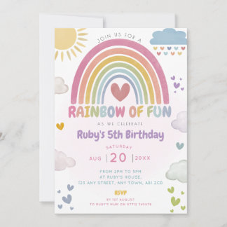 Rainbow of Fun Verjaardagsfeest Nodig Heldere Kleu Kaart
