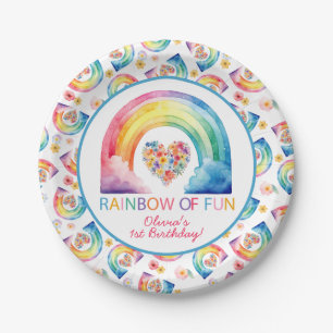 Rainbow of Fun Waterverf Verjaardag Borden Papieren Bordje
