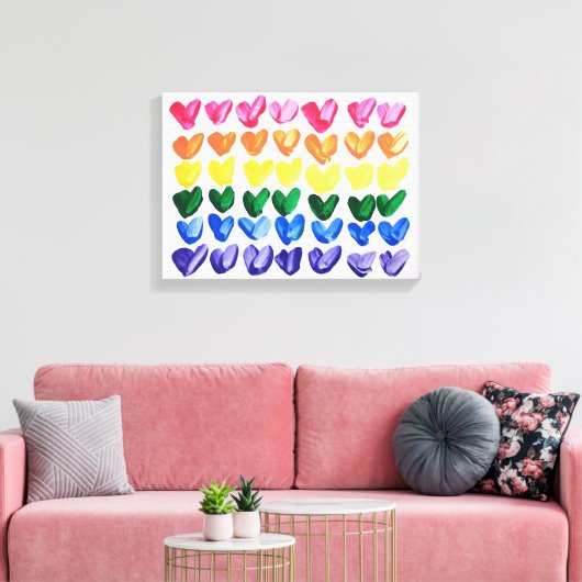 Rainbow of Love - Leuke kleurrijke handgeschilderd Canvas Afdruk (Insitu (Woonkamer))