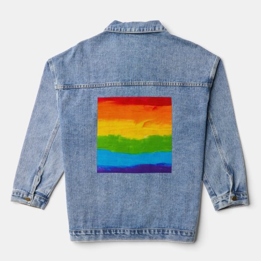 Rainbow Oil Paint LGBT Pride Denim Jacket - LGBTQ+ (Verso)