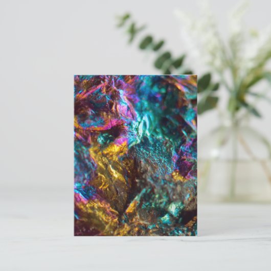 Rainbow Oil Slick Crystal Rock Briefkaart (Staand voorkant)