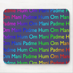 Rainbow Om Mani Padme Hum op Paars Muismat