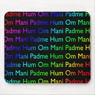 Rainbow Om Mani Padme Hum (op zwart) Muismat