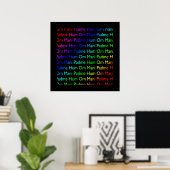 Rainbow Om Mani Padme Hum op zwarte afdruk Poster (Thuiskantoor)