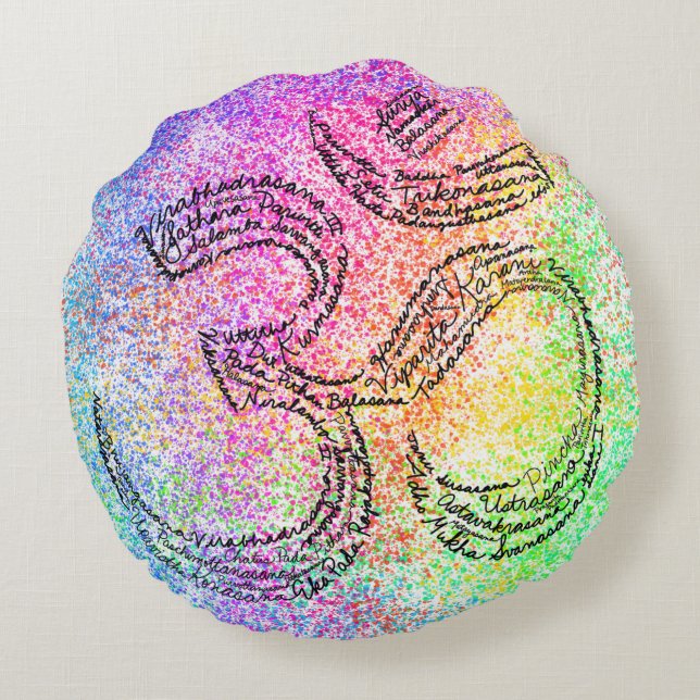 Rainbow Om Meditation Cushion Sierkussen Rond Kussen (Achterkant)