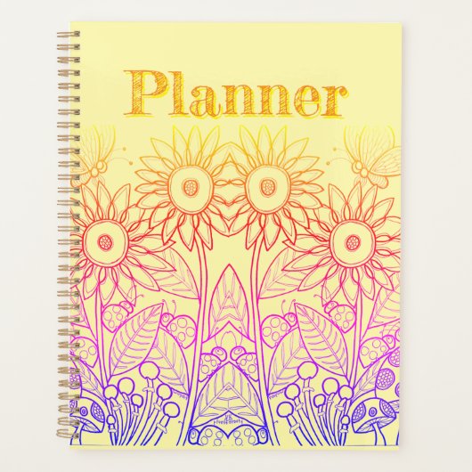 Rainbow Ombre Butterfly & Ladybugs Planner (Voorkant)